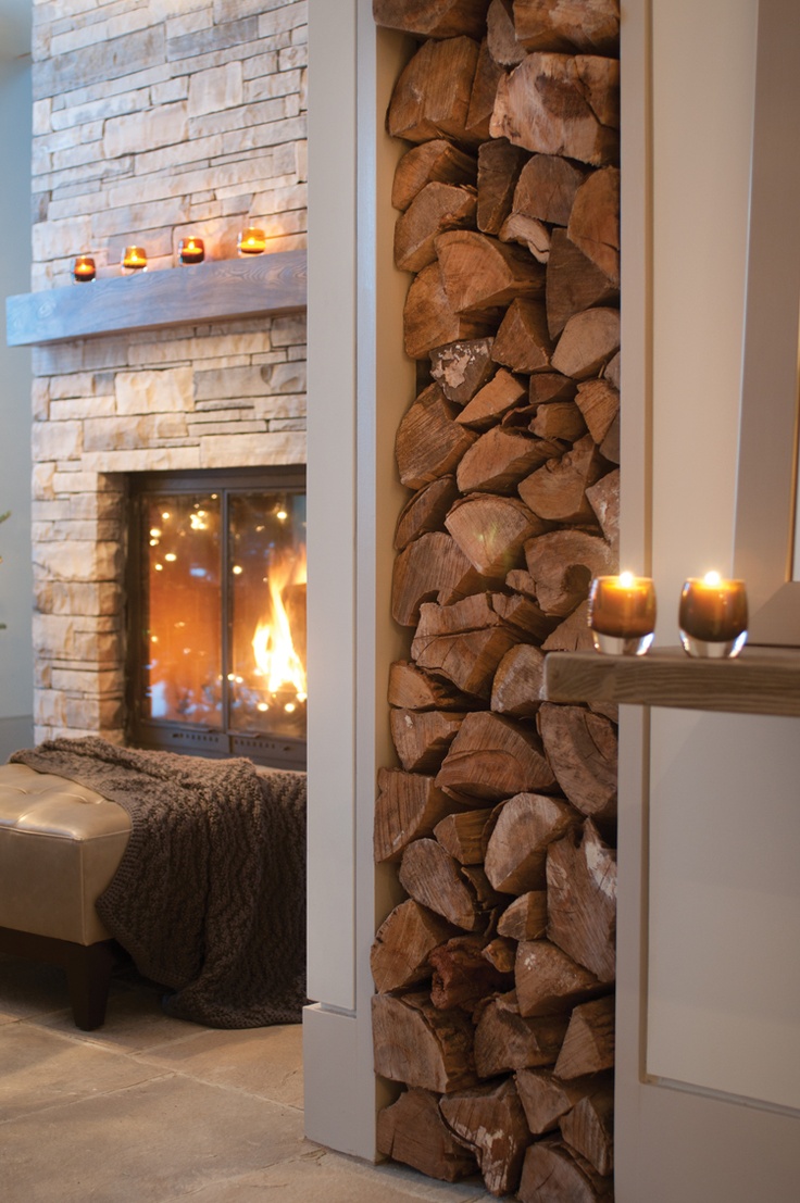 fireplace with Wood Storage